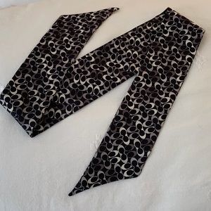 Coach Black & White Signature Silk Ponytail Scarf